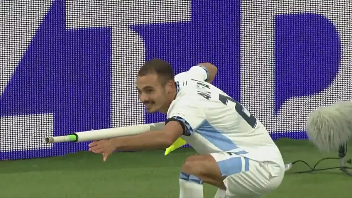 Sayed Abu Farchi sent off after unusual goal celebration